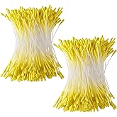 VARMDUKKE 800pcs Double Heads Handmade Flower Stamens, 2 mm Pearl Stamens for Flower Making, Artificial Floral Pistil for DIY Crafts, Wedding, Christmas Decoration (Yellow)