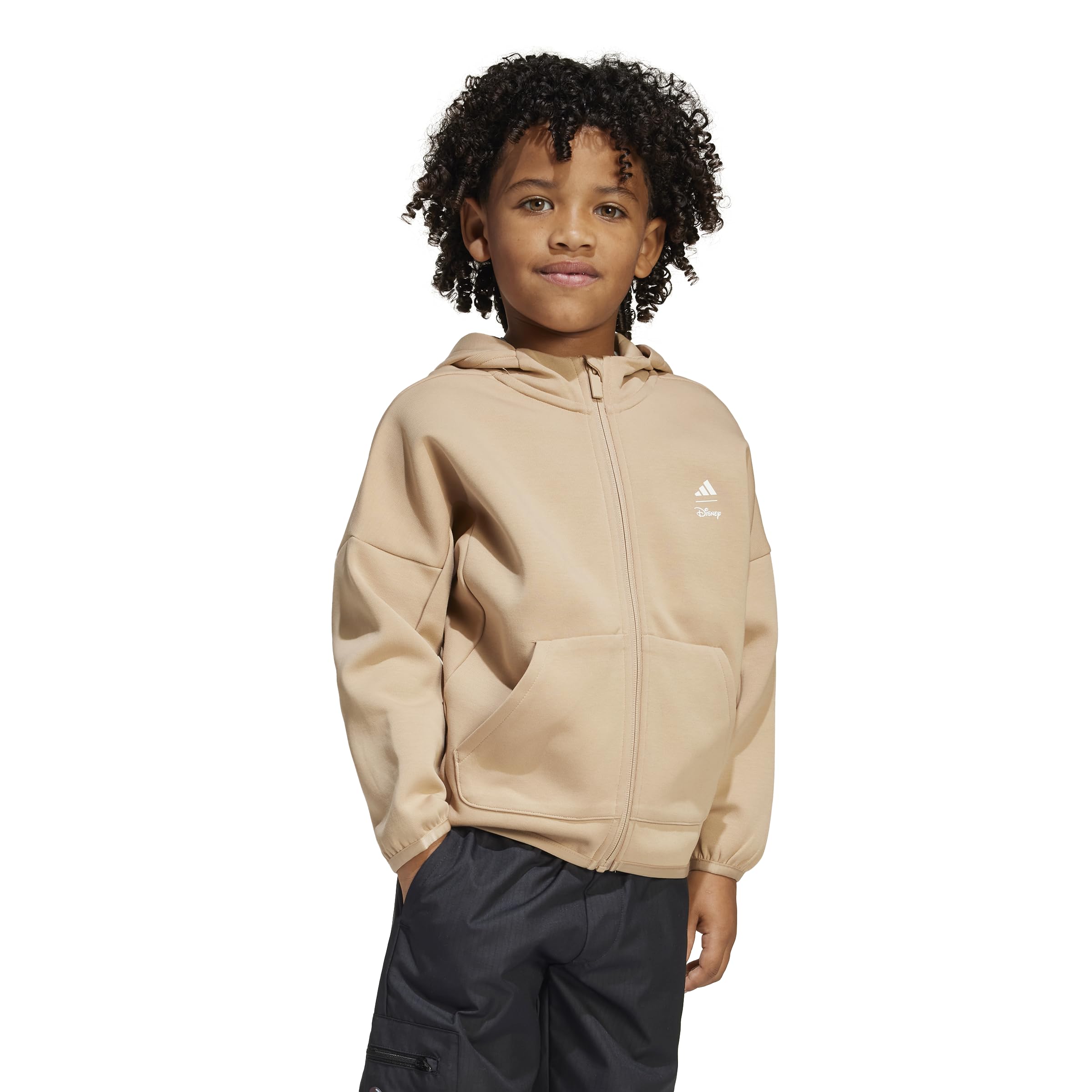 adidas Unisex-Kids x Disney Mickey Mouse Sportswear Hooded Track Top, Warm Sandstone/Off White, Small