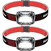 Blukar Headlamp Rechargeable 2 Pack, 2000L Super Bright LED Head Lamp Headlight with Red Warning Lights and 6 Modes, Motion S