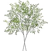 CEWOR Artificial Plants 2PCS 43.3 Inch Green Nandina Tall Plants for Wedding Shop Garden Office Home Décor Greenery Stems Fake Branches for Vase Indoor