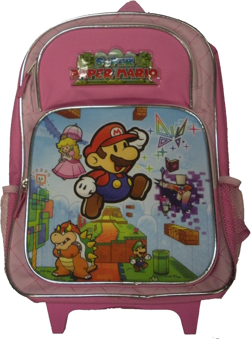 Super Paper Mario Rolling Backpack Pink Childrens School