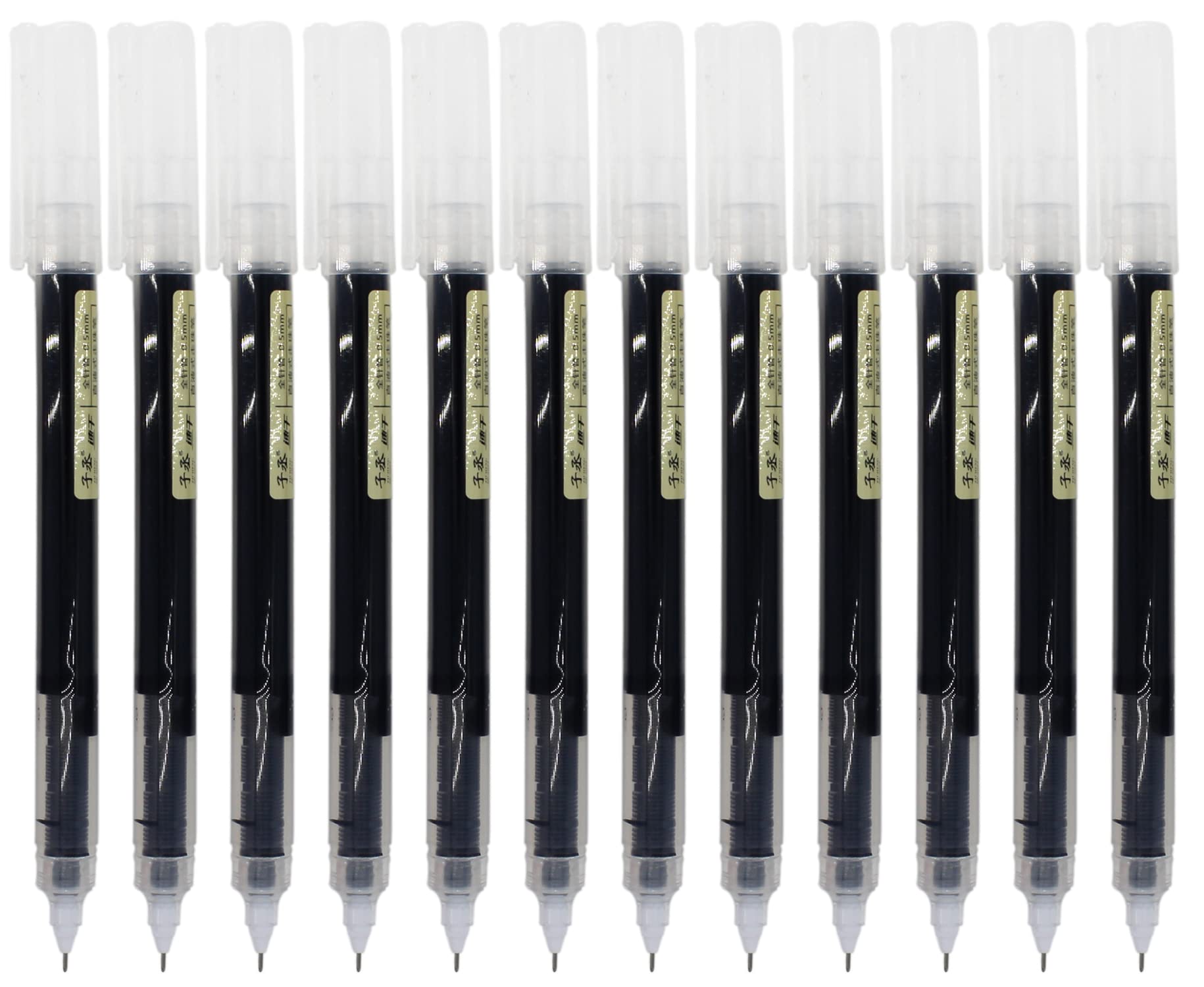 Gullor Liquid Ink Rollerball Pens, 0.5mm Fine Tip Quick-Drying Pens for Writing, Notetaking and Drawing, Black Ink, 48 Pieces