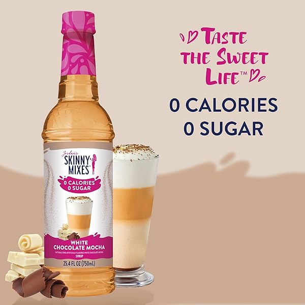 JORDAN’S SKINNY SYRUPS SUGAR FREE COFFEE SYRUP, WHITE CHOCOLATE MOCHA FLAVOR MIX, ZERO CALORIE FLAVORING FOR CHAI LATTE, PROTEIN SHAKE, COCKTAIL & MORE, GLUTEN FREE, KETO FRIENDLY, 25.4 FL OZ, 1 PACK