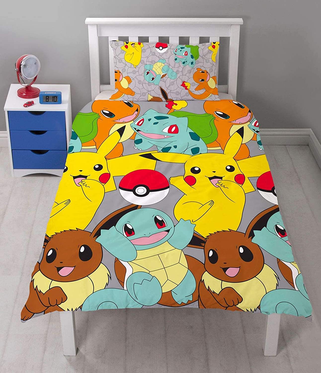 Pokemon Catch' Single Duvet Set-Repeat Pattern Design, 100% Polyester Microfibre, Multi-Colour 135 x 0.03 x 200 cm