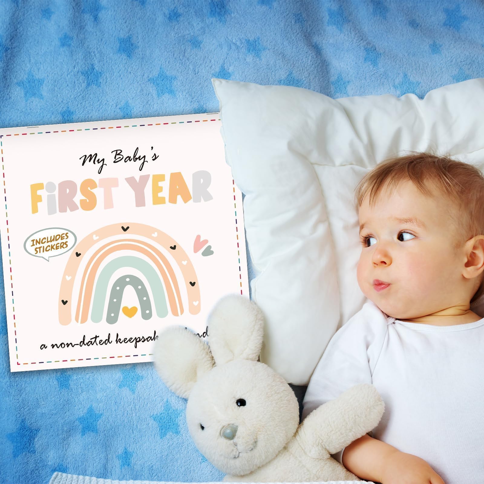 Boho Rainbow Baby's First Year Calendar with Stickers Boho 1st Year Tracker First Year Book Baby First Year Milestones Newborn Baby Memory Calendar Keepsake for Baby Girl or Boy