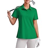 PINSPARK Womens 4 Buttons Golf Polo Shirts UPF 50+ Quick Dry Athletic Tennis Tops Collared Pickleball T Shirt
