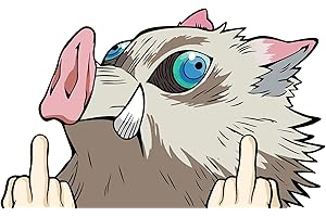 NIUBIPRO 2 Pack De-mon Slay-er Inosuke Middle Finger Peeker- Peeking Funny Car Decals Stickers for Women Men Van Trucks Motorcycle Laptop Decals Vinyl Waterproof Sticke Anime Window Trunk Bumper Decal DIY