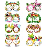 Hawaiian Party Paper Glasses, 16 Pack Tropical Luau Beach Pool Party Eyeglasses Decor, Hawaiian Sunglasses Frame Tropical Pool Props
