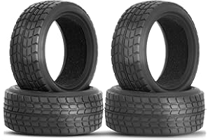 RcThjia RC 1/10 On Road Tires 4Pcs Soft Rubber Tire Tyre Compatible with Traxxas 4 Tec 2.0 Tamiya TT01 XV01 Kyosho WR8 Sakura WLtoys HPI HSP 1:10 RC Scale Touring On Road Racing Car Wheel Rims