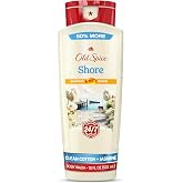 Old Spice Cleansing Body Wash for Men, 24/7 Shower Fresh with Lasting Scent, Moisturize &amp; Renew, Gentle on Skin, Vitamin B3, Shore with Clean Cotton &amp; Jasmine Scent, 18 oz