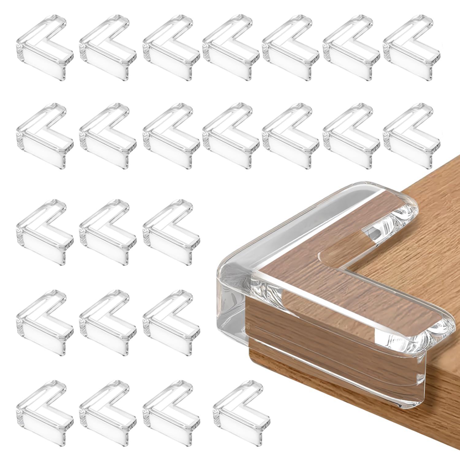 AZWOOD Table Corner Protectors for Kids, 24pcs Soft and Safe Edge Protection Silicone Baby Proofing Corners, Child Safety Clear Edge & Corner Guards for Furniture Against Sharp Corners (Right Angle)