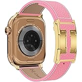 Dressy Leather Band Compatible with Apple Watch for Women 38/40/41/42/44/45/46/49mm,Top Grain Genuine Leather Strap with Magnetic Buckle for iWatch Series11/10/9/8/7/6/5/4/3/2/1 SE 3/2/1 Ultra 3/2/1