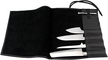 Exclusive Chefs Echt Leder Messertasche Rolltasche 7 Kochmesser Koch Equipment Und Zubehor Schwarz Schwarze Naht Amazon De Kuche Haushalt