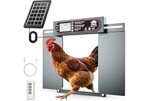 IBKINXX Automatic Chicken Coop Door with Horizontal Dual Opening, Remote & Manual Control, USB Backup, Predator-Proof Larger Opening Size House Door Solar Powered for Chicken, Duck and Poultry