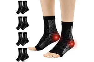 ELINKER Neuropathy Socks Plantar Fasciitis Socks Ankle Brace Ankle Compression Sleeve for Sprained Ankle Achilles Tendonitis 4 pairs