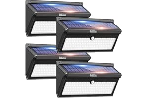 BAXIA TECHNOLOGY Solar Lights Outdoor, Wireless 100 LED Solar Motion Sensor Lights Waterproof Security Wall Lighting Outside for Front Door, Backyard, Steps, Garage, Garden (2000LM, 4PACK)