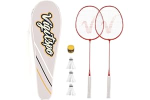 VIGVITSPO Racket Set with Shuttlecocks,Hand Glue & Carry Bag | Professional-Grade Badminton Racket Set | Lightweight Design & Non-Slip Grip