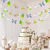 Vomika 2PCS Flower Butterfly Banner, Floral Butterflies Party Decorations, Reusable Paper Fairy Wildflower Garland for Birthday Baby Shower Wedding Backdrop Tea Party Supplies Home Decor