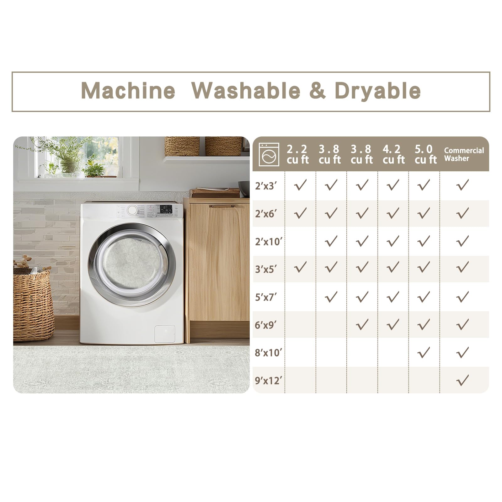 Srugn Washable Rugs 8x10 Area Rugs for Living Room,Bedroom,Dining Room- Large Ultra Soft Faux Wool Retro Carpets,Non Slip&Non-Shedding Low Pile Vintage Carpet for Home Office,Concrete Grey