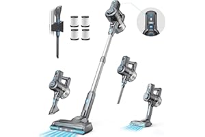 Oraimo Cordless Vacuum Cleaner, 6-in-1 Stick Vacuum with 2200mAh*6 Rechargeable Battery, Vacuum Cleaner for Home with Self-Standing, Handheld Vacuum for Home Kitchen Hard Floor Carpet Pet Hair