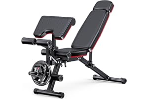 XDDIAS Workout Bench, Adjustable Weight Bench with Leg Extension and Leg Curl, Extended Headrest, 900LBS Preacher Curl Bench Incline Decline Flat Workout Bench for Home Gym Full Body Exercise
