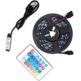 HiCHN LED Strip Lights 16.6 feet (5 Meter) RGB Color with APP and IR Remote 5050 SMD LED 30 Lights Per Meter for Bedroom,Home,TV Backlight with Remote Control (Black, 5 Meter 150 led Lights)