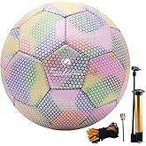Fantecia Reflective Soccer Ball with Pump, Shiny Soccer Size 5 for Girls, Training Soccer Ball for Youth Adult