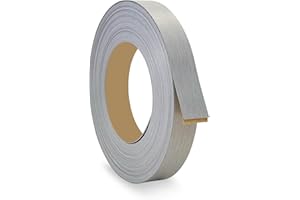 Brushed Silver 1 inch x 25 feet PVC Edge Banding Peel Stick Tape Adhesive Metal Edging Veneer Furniture Aluminum Trim MDF Woo