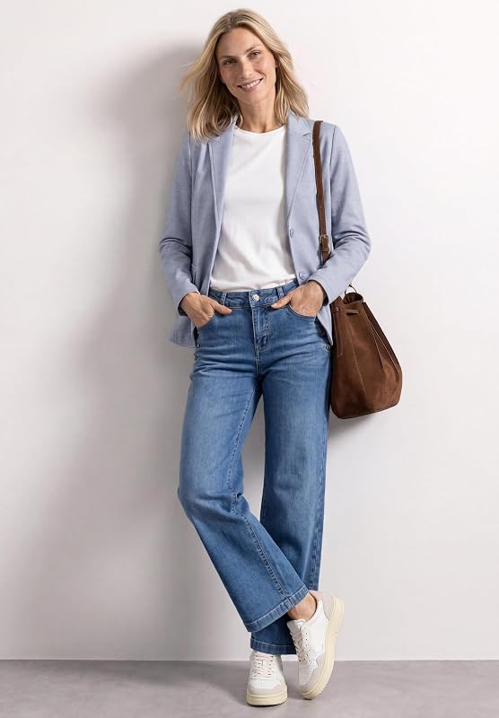 Blazer piqué Basique pour Femme, Bleu Whispery, 42