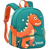 GRUOTEIS Dinosaur Anti-lost Backpack for Toddler Boys,Kids Bookbag for Preschool Boys Backpack, Fit A4 Folder, 02-Green+Orange
