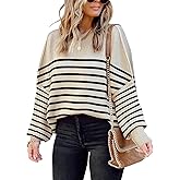Womens Sweaters Causal Crewneck Batwing Sleeve Knit Top Side Split Oversized Pullover Sweater Loose Jumper