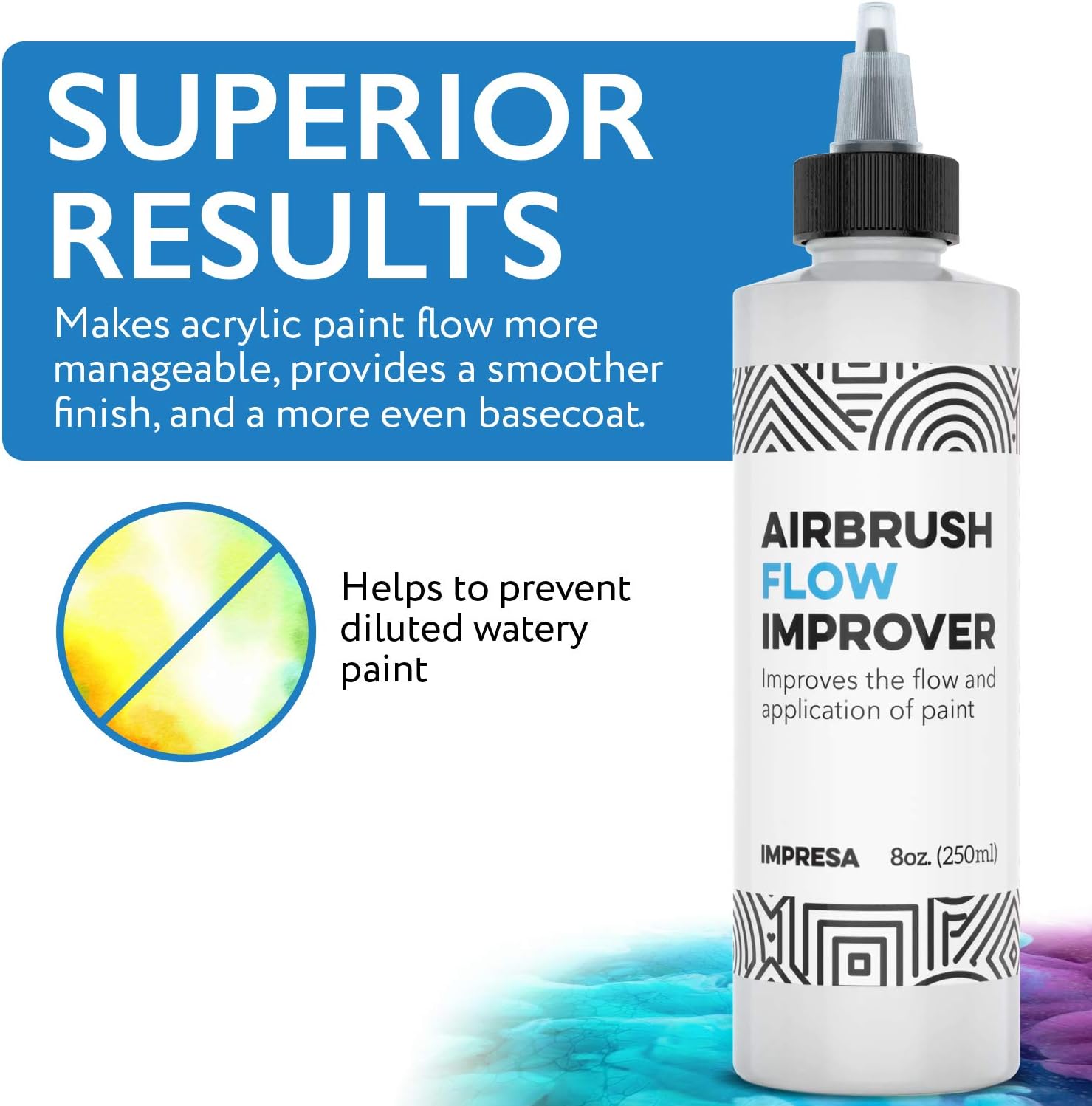 Airbrush Flow Improver Paint Set 8oz (250 ml) Reduce Clogs & Dry Needle Tips by Impresa: Toys & Games