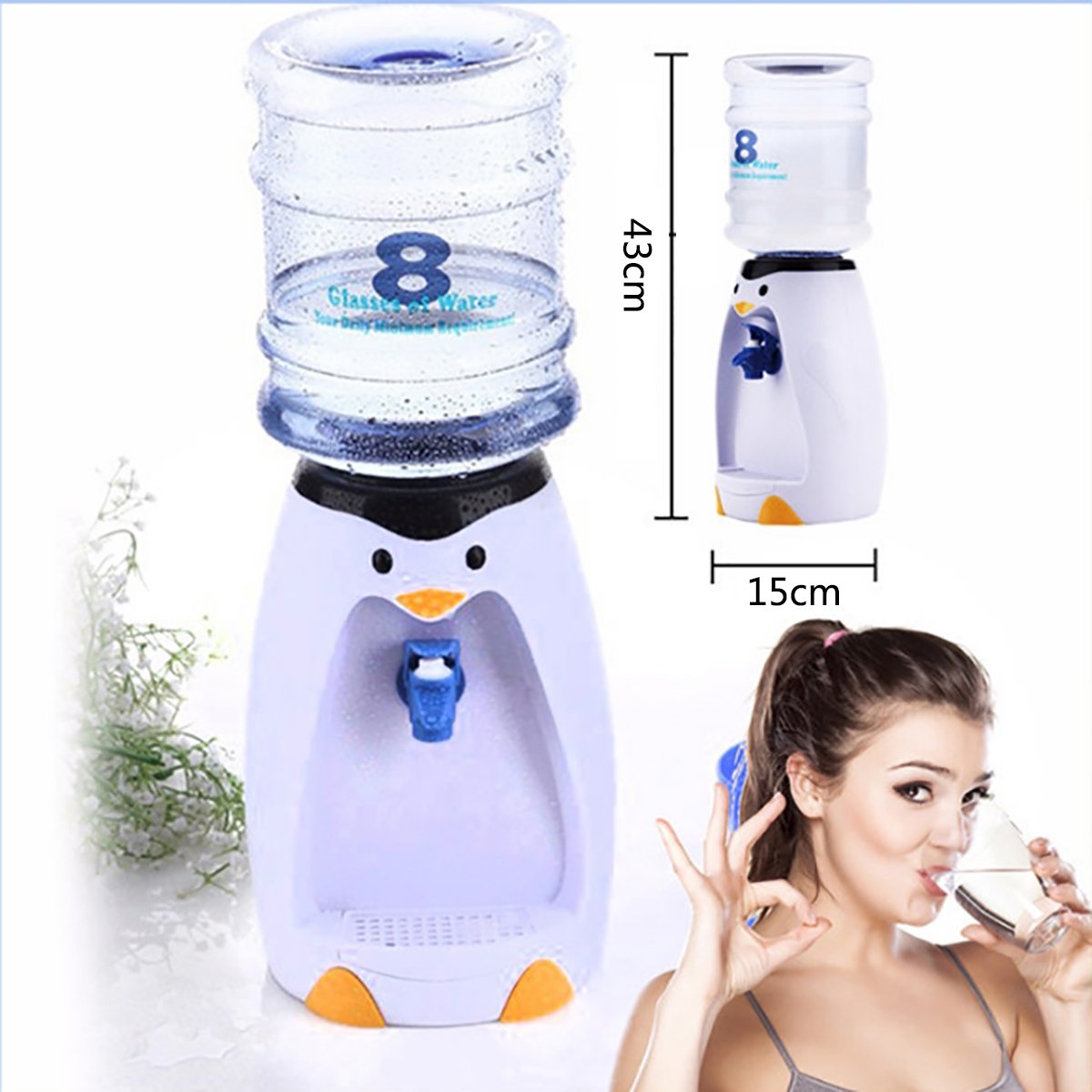 LONGLISHENG 2.5L Capacity Desktop Water Dispenser with Bottle with Food Grade Silicone Tube