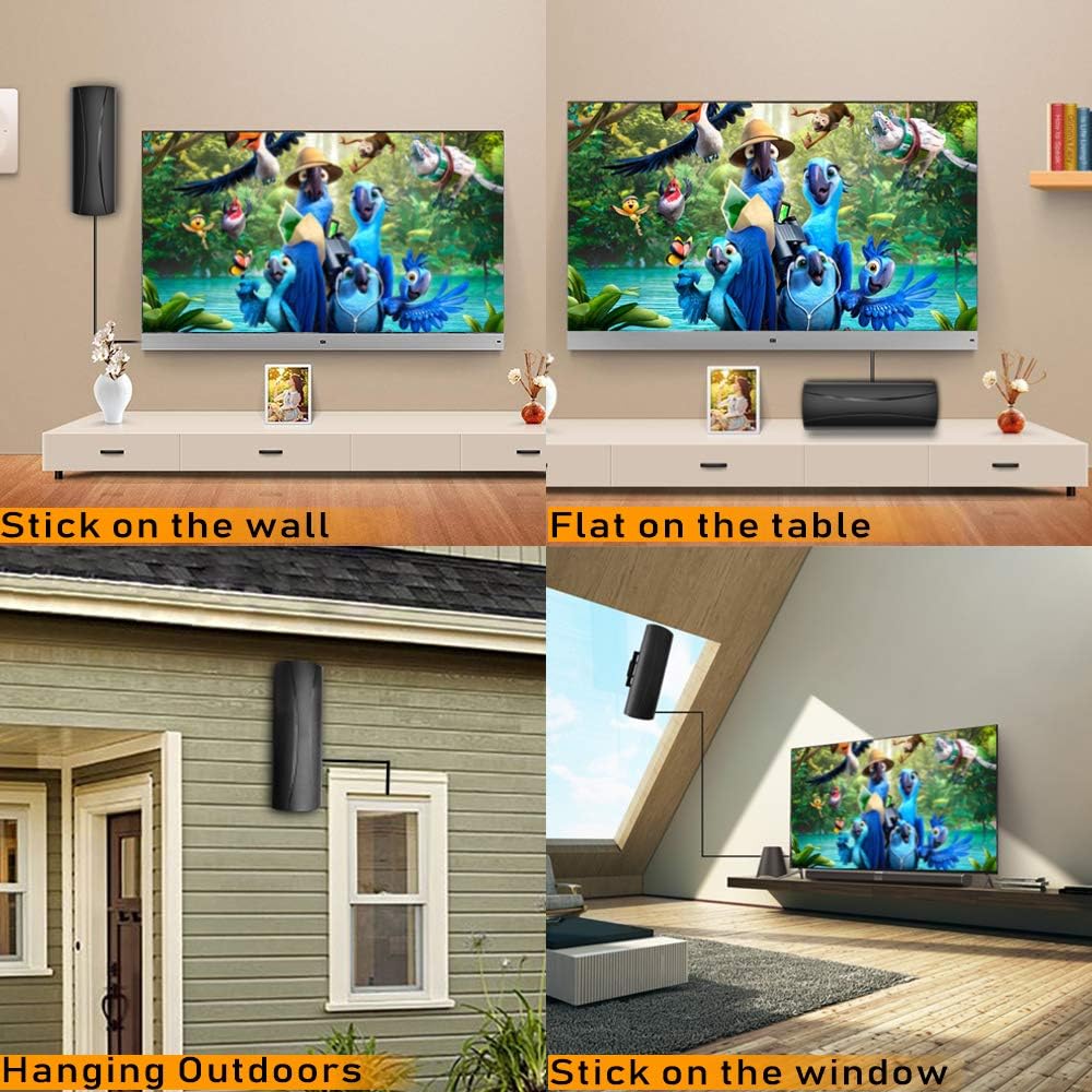 Indoor Outdoor Amplified HD Digital TV Antenna 220+ Miles Long Range with 36ft Coax Cable Amplifier TV Antenna for Local Channels Support All Television 4K HD 1080P VHF UHF: MP3 Players & Accessories