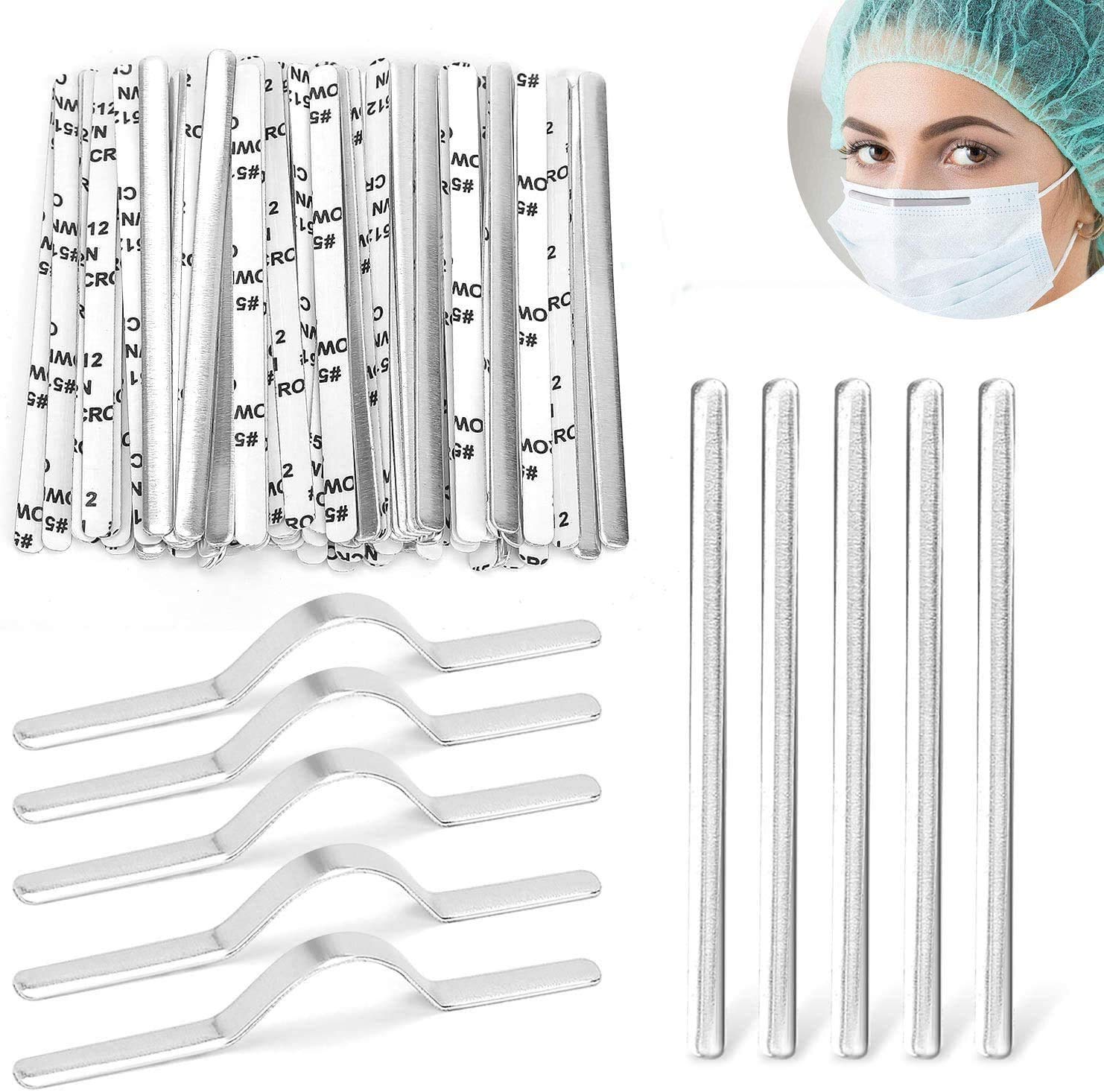 100PCS Aluminum Strips Nose Wire,Nose Bridge for Mask, 90MM Metal Flat Aluminum Wire Nose Clips Nose Bridge Bracket DIY Wire for Sewing Crafts Making Nose Bridge Clips (Nose-100P)