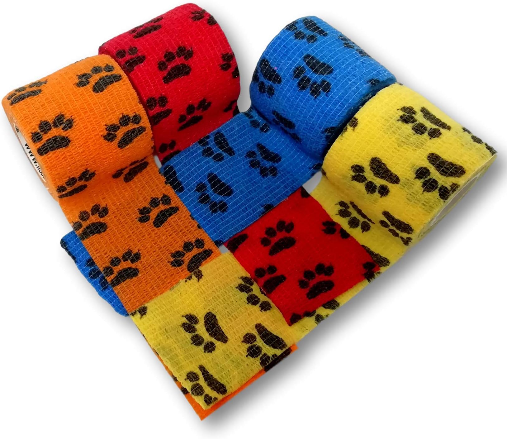LisaCarepaw motif and selection | cohesive bandage/vet wrap/vet rap bandage 5&nbsp;cm x 4.5&nbsp;m | set of 4&nbsp;| elasticated bandages/plaster/stretchy&nbsp;&ndash;&nbsp;glueing