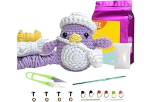 Penguin Crochet Kit for Beginners, Cute Penguin Amigurumi Stuffed Animal Kit with Cotton Yarns, Hook, Instruction and Accesso