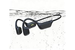 MARLALL Pearl Finish Swimming Headphones, IPX8 Waterproof Bone Conduction Headphones with Built-in MP3, Open Earphones Underwater Swim Earbuds with Bluetooth Sport Headsets for Swimming-Black