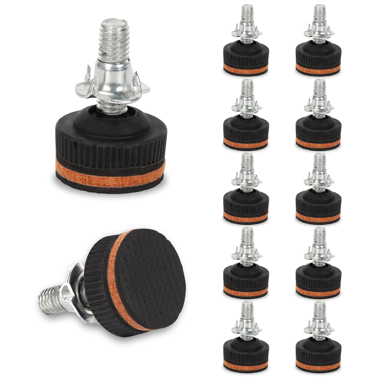 TOWEBOORY 12PCS Adjustable Levelling Feet, M8 Thread Adjustable Table Legs for Furniture Heavy Duty Furniture Levelers Cabinet Bed Table Chair Self Levelers Legs for Table Chair Feet Floor Protector