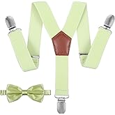 JIEYAO Adjustable Baby Boy Suspenders and Bow Tie Set, Pre-tied Kids Bowtie with Elastic Suspenders and Strong Metal Clips