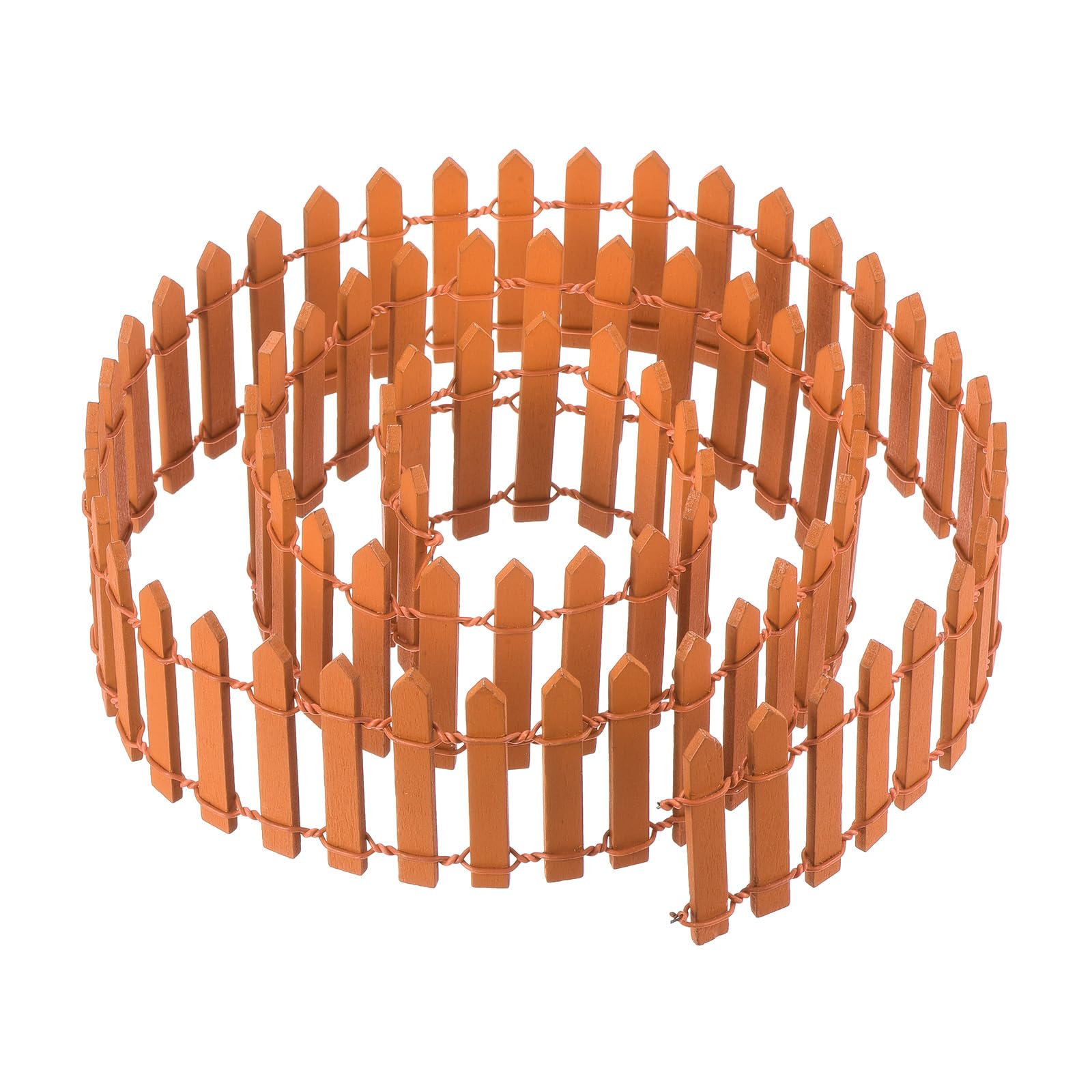 PATIKIL 39" L x 2" H Miniature Fairy Garden Fence, Mini Ornament Wood Picket Fence for DIY Dollhouse Garden, Orange