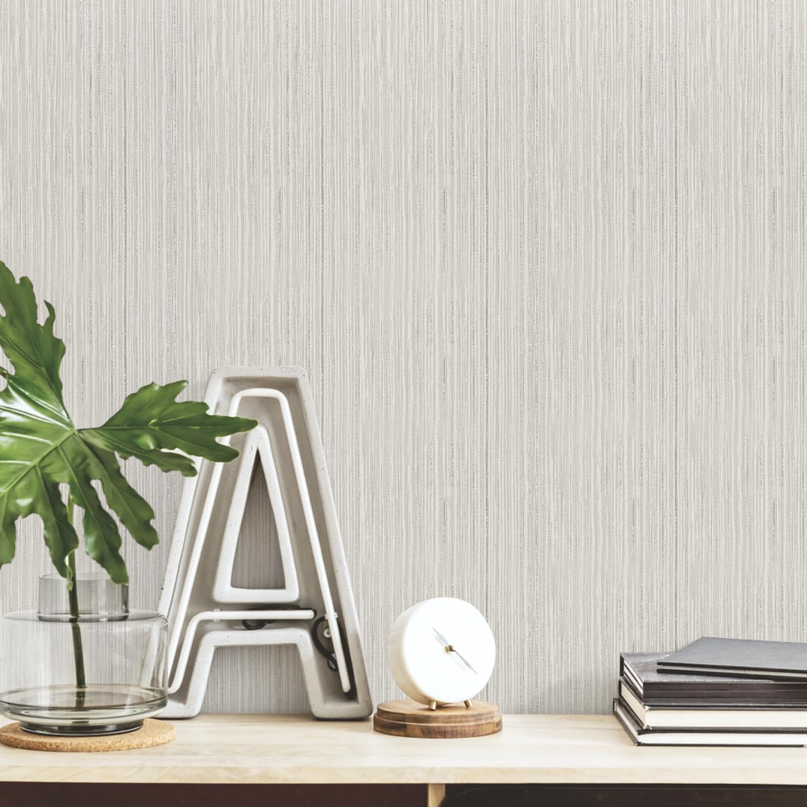 Photo 1 of Decoroom Grasscloth Peel and Stick Wallpaper 17.71”×393.7” Textured Wallpaper Beige Linen Self-Adhesive Removable DIY Contact Paper Vinyl Film Solid Color Wallcovering for Furniture Wall