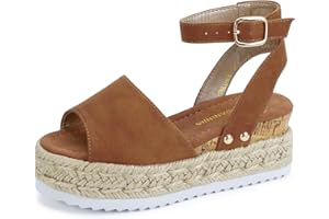 PANDANINJIA Girls Sandals Flatform Wedge Open Toe Summer Shoes Little Big Kid Flower Girl Heels Dress Shoes