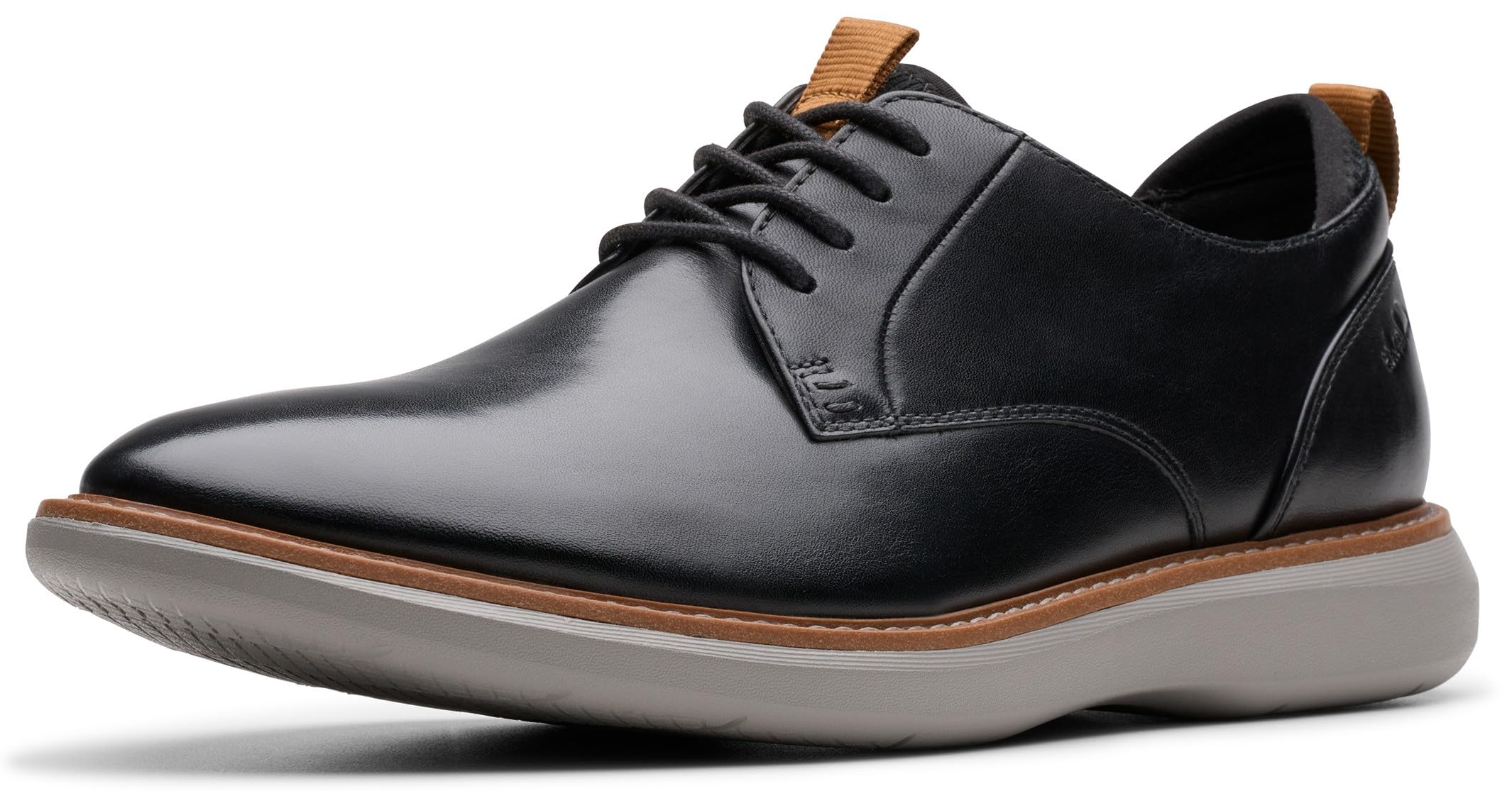 Clarks Men’s Brantin Plain Oxford, Black Leather, 9.5 W US