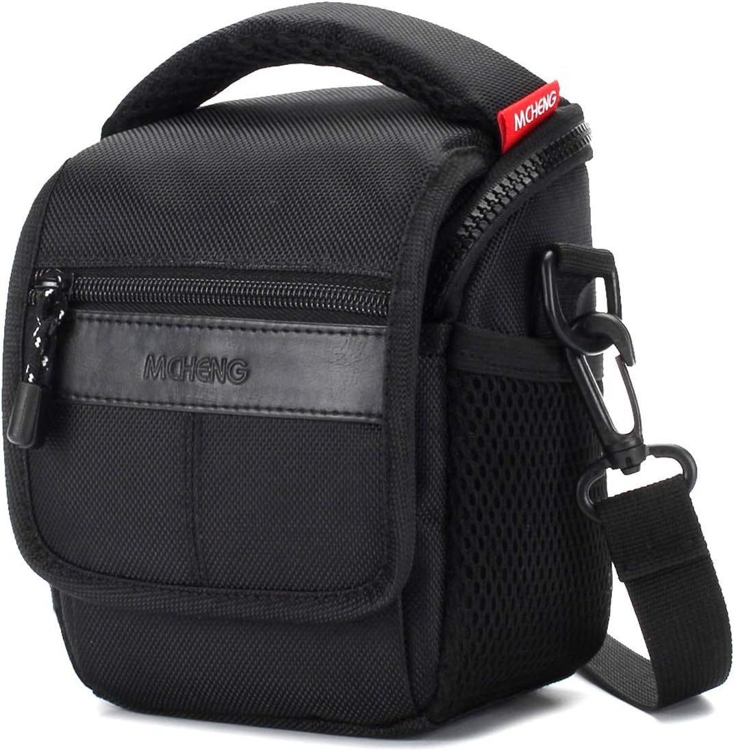 MCHENG Shockproof Waterproof Camera Case Protective Camera Shoulder Bag for Sony Canon Nikon Fujifilm Panasonic Bridge Camera, Black