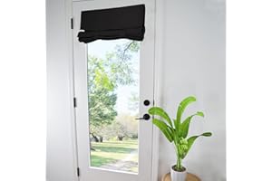 WdFour Door Curtains for Door Window, French Door Curtains for Privacy, Easy Installed Curtains for Glass Door Window, Sidelight Curtain Tie up Shade, Washable Curtain 25W x 70L Inch Black, 1 Panel