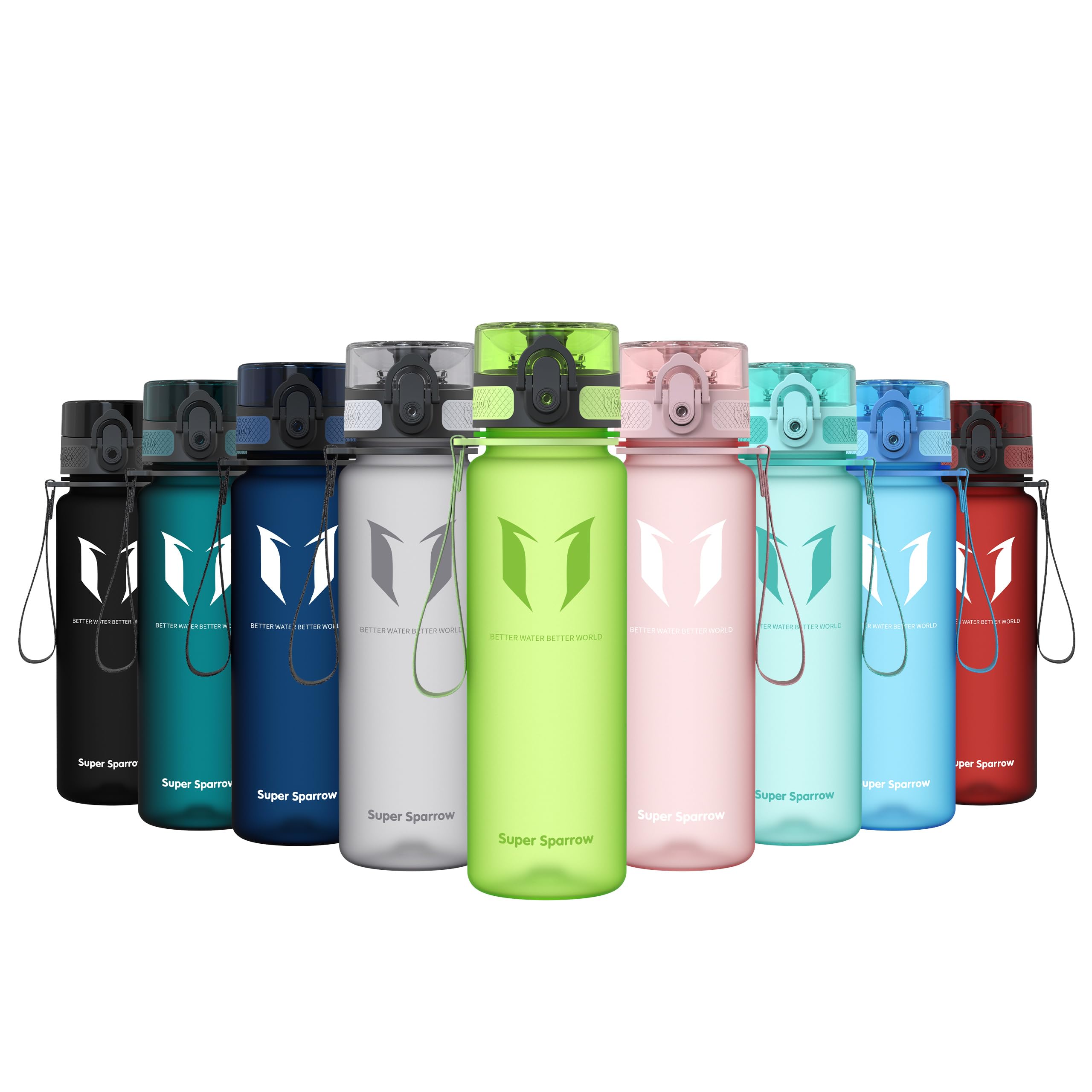 Super Sparrow Sports Water Bottle - 500ml - Non-Toxic BPA Free & Eco-Friendly Tritan Co-Polyester Plastic - For Running, Gym, Yoga, Outdoors and Camping