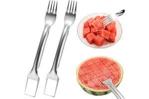 2Pcs Watermelon Fork Slicer Cutter, 2-in-1 Stainless Steel Watermelon, Portable Cutting Tool Fruit Forks Slicer for Home Part
