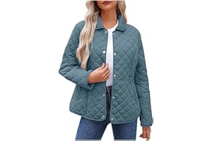 Winter Jacket for Women Puffer Plus Size Quilted Jackets Long Sleeve Button Coats Lightweight Warm Overcoats with Pockets