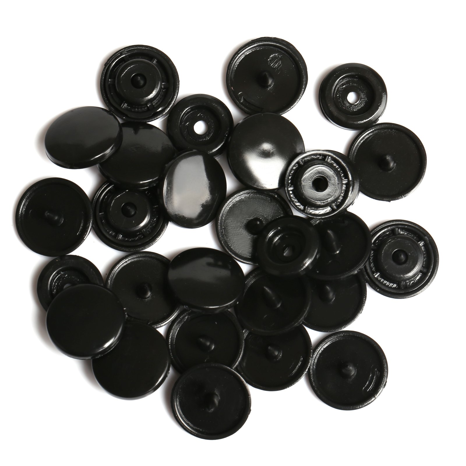 LIHAO T5 Plastic Snap Buttons Fasteners, 100 Sets, Black for Sewing and Crafting